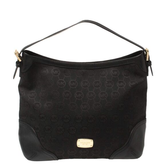 Michael Kors Black Signature Canvas and Leather Millbrook Hobo - Picture 1 of 14